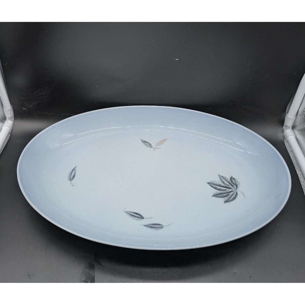 Bing & Grondahl Denmark Blue Falling Leaves Oval Porcelain Serving Platter 15"